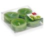 Juego de 4 velas de té maxi / velas aromáticas ASTRID, verde manzana, 1,9 cm, Ø5,7 cm, 8 h