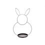 Anillo metálico con forma de conejo FLIPPY con bandeja como base, negro, 65cm, Ø43cm