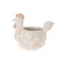 Maceta con forma de gallina ARKAS de cerámica, con motivo de libélula, gris y blanco, 15,6 x 10,6 x 13,2 cm