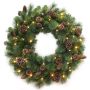 Corona navideña artificial KERRY con piñas, LED, verde, Ø 75 cm