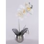 Orquídea Phalaenopsis de tela KAREN, maceta decorativa, efecto escarchado, blanca, 35 cm