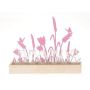 Bandeja decorativa de madera de cristal HIFTU con 6 botellas, flores de zinc, rosa, 35x6x28,5cm