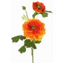 Ranúnculo artificial SAGARA, naranja-verde, 45 cm, Ø 5-9 cm