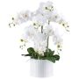 Orquídea Phalaenopsis artificial TOUNI, maceta de cerámica, raíces, blanca, 60cm