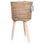 Jardinera de cesta escandinava SOLEA, patas de madera, beige, 34cm, Ø21,5cm