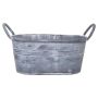 Tina pequeña de zinc NOVALIE con asas, ovalada, gris, 22x13x11cm