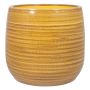 Jardinera retro AGAUE de cerámica, muescas, amarillo ocre, 21cm, Ø23cm