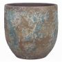 Maceta de cerámica rústica TSCHIL, color degradado, marrón-verde, 24cm, Ø24cm