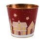 Macetero de zinc MAVETA con motivo de casita de pan de jengibre, rojo oscuro-cobre, 18cm, Ø20,5cm
