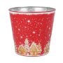 Macetero de zinc MAVETA con motivo de casita de pan de jengibre, rojo-cobre, 19cm, Ø20cm