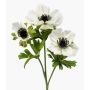 Flor artificial de anémona RUBINA, blanca, 55 cm, Ø 4-10 cm