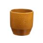 Jardinera de cerámica BIHAM, diseño martillado, curry, 13,2cm, Ø13,5cm