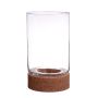 Vaso para velas BERRO con base de corcho, transparente, 25cm, Ø15cm