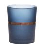 Portavelas DUSTEN, rayas decorativas, azul-mate, 6,5cm, Ø5,5cm