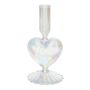 Portavelas de cristal ELIZZA con forma de corazón, con base, transparente iridiscente, 8,5 x 8,5 x 16,5 cm