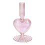 Portavelas de cristal ELIZZA con forma de corazón, con base, rosa claro iridiscente, 8,5 x 8,5 x 16,5 cm