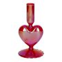 Portavelas de cristal ELIZZA con forma de corazón, con base, rojo iridiscente, 8,5 x 8,5 x 16,5 cm
