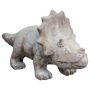 Figura de dinosaurio Triceratops AMORIA de terracota, hecha a mano, patinada, beige, 38x16x21cm