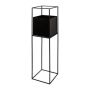Maceta rectangular QUANDA con soporte metálico, negro, 25x25x100cm