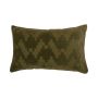 Cojín de terciopelo suave ANJALI, verde oliva, estampado en zigzag, 50x30cm