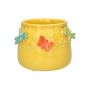 Maceta KIMANA de cerámica, mariposas y libélulas en 3D, amarillo-naranja-azul-verde, 11 cm, Ø 13,5 cm