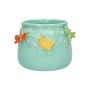 Maceta KIMANA de cerámica, mariposas y libélulas en 3D, azul-naranja-amarillo-verde, 11 cm, Ø 13,5 cm