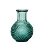 Botella de cristal DONKA, con diseño de rombos, turquesa transparente, 11,5 cm, Ø 8,5 cm