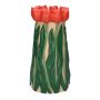 Jarrón decorativo LIMEA de dolomita, tulipanes en 3D, beige-rojo-verde, 24,5 cm, Ø 12,5 cm