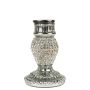 Portavelas con pedrería KRYSTINA de aluminio, plateado, 10cm, Ø7cm