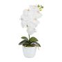 Orquídea Phalaenopsis de tela DRINTOR, maceta de cerámica, raíces, blanca, 40cm