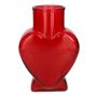 Jarrón decorativo de cristal FILIPA con forma de corazón, con pie, rojo transparente, 15,5 x 8 x 22 cm