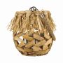 Linterna de fibra natural NATASCIA, jacinto de agua, asa, inserto de cristal, marrón, 18 cm, Ø 14 cm