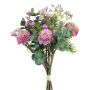 Ramo de flores artificiales: dalia pompón y eucalipto ZORCA, con bayas, rosa-lila, 30 cm