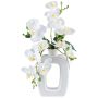 Orquídea Phalaenopsis de tela DRUKLON, jarrón de cerámica, raíces, blanco, 40 cm