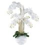 Orquídea Phalaenopsis de tela STONFER, maceta decorativa blanca, blanca, raíces, 90 cm