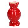 Jarrón redondeado para una sola flor «Bonbon AMIEL», de cerámica, con lunares, rojo y blanco, 15 cm, Ø 8,5 cm
