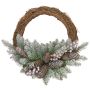 Corona navideña de plástico RAVENNA, verde, con nieve, frutas, Ø40cm