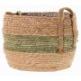 Maceta de mimbre UPALI, algas marinas trenzadas, 2 asas, beige-verde, 26cm, Ø33cm