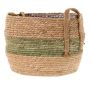Maceta de mimbre UPALI, algas marinas trenzadas, 2 asas, beige-verde, 26 cm, Ø 33 cm