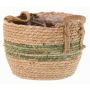 Maceta de mimbre UPALI, algas marinas trenzadas, 2 asas, beige-verde, 22cm, Ø30cm