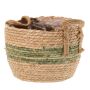 Maceta de mimbre UPALI, algas marinas trenzadas, 2 asas, beige-verde, 22 cm, Ø 30 cm