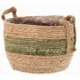 Maceta de mimbre UPALI, algas marinas trenzadas, 2 asas, beige-verde, 19cm, Ø24cm
