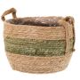Maceta de mimbre UPALI, algas marinas trenzadas, 2 asas, beige-verde, 19 cm, Ø 24 cm