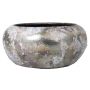Maceta chata de cerámica MALIANDRA, efecto lavado, blanco-plata, 14cm, Ø29cm