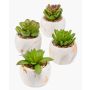 Suculentas artificiales LOYE en maceta de mármol, 4 unidades, verde, 13-15 cm