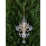Colgante decorativo de lirio heráldico AZARIEL acrílico, purpurina, transparente-dorado, 15cm