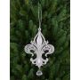 Adorno acrílico para árbol de Navidad: lirio heráldico AZARIEL, con purpurina, plateado, 15cm