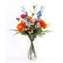 Ramo de flores artificiales LOLANA, delphinium, naranja-azul, 70cm, Ø50cm