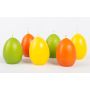 Velas de huevos de Pascua LEONITA, 6 pezzi, amarillo-naranja-verde, 6cm, 4,5cm, 7h - Made in Germany