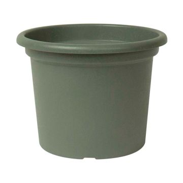 Maceta redonda VENERA de plástico reciclado, con orificios, verde salvia, 23 cm, Ø 30 cm Maceta redonda VENERA de plástico reciclado, con orificios, verde salvia, 23 cm, Ø 30 cm